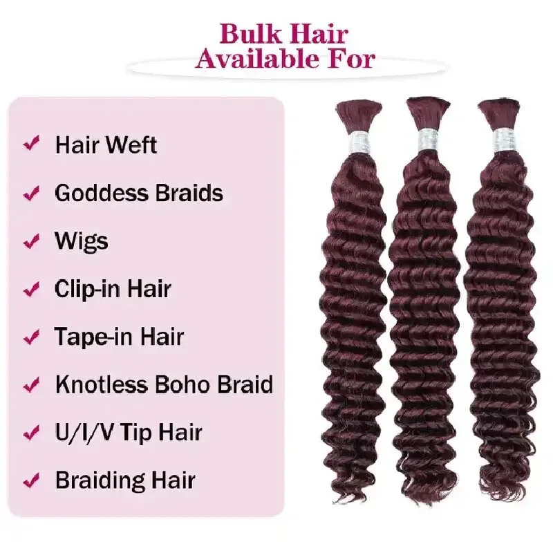 Deep Wave Echthaar Braiding Extensions Remy Haar Bündel_voghion.com