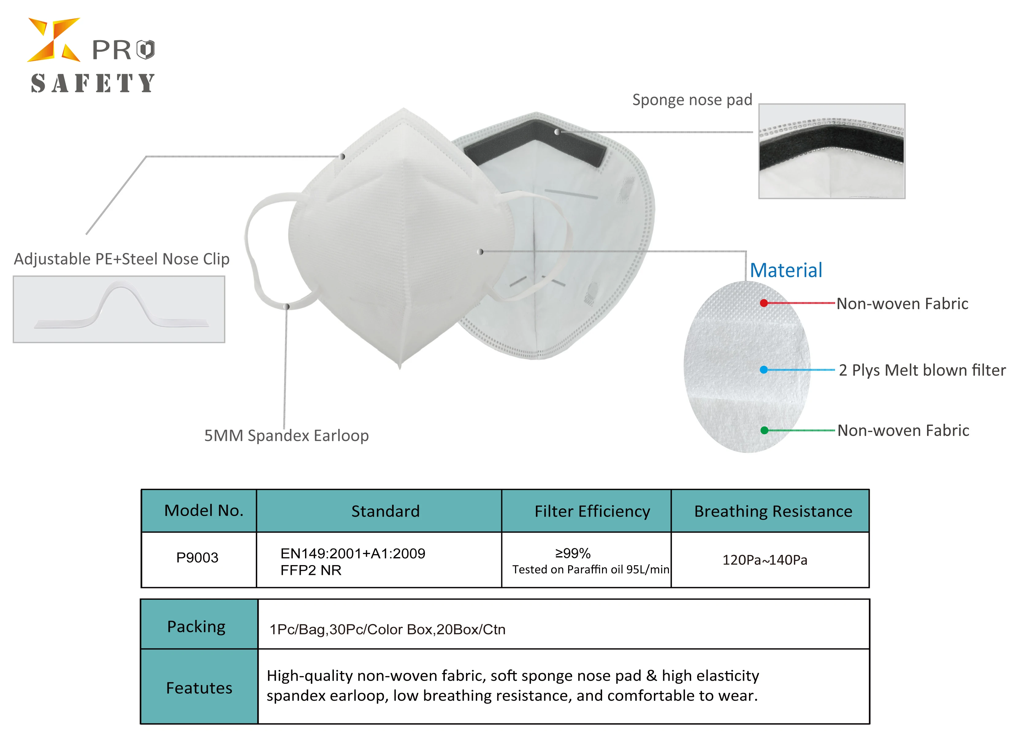 Xpro Eu Standard En149 Particulate Respirator Respiratory Protection Foldable Ffp2 Protective