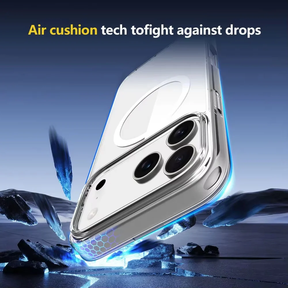 product sport crystal sparkling transparent magnetic anti drop scratch resistant wireless charging case for iphone 17 pro max laudtec-4
