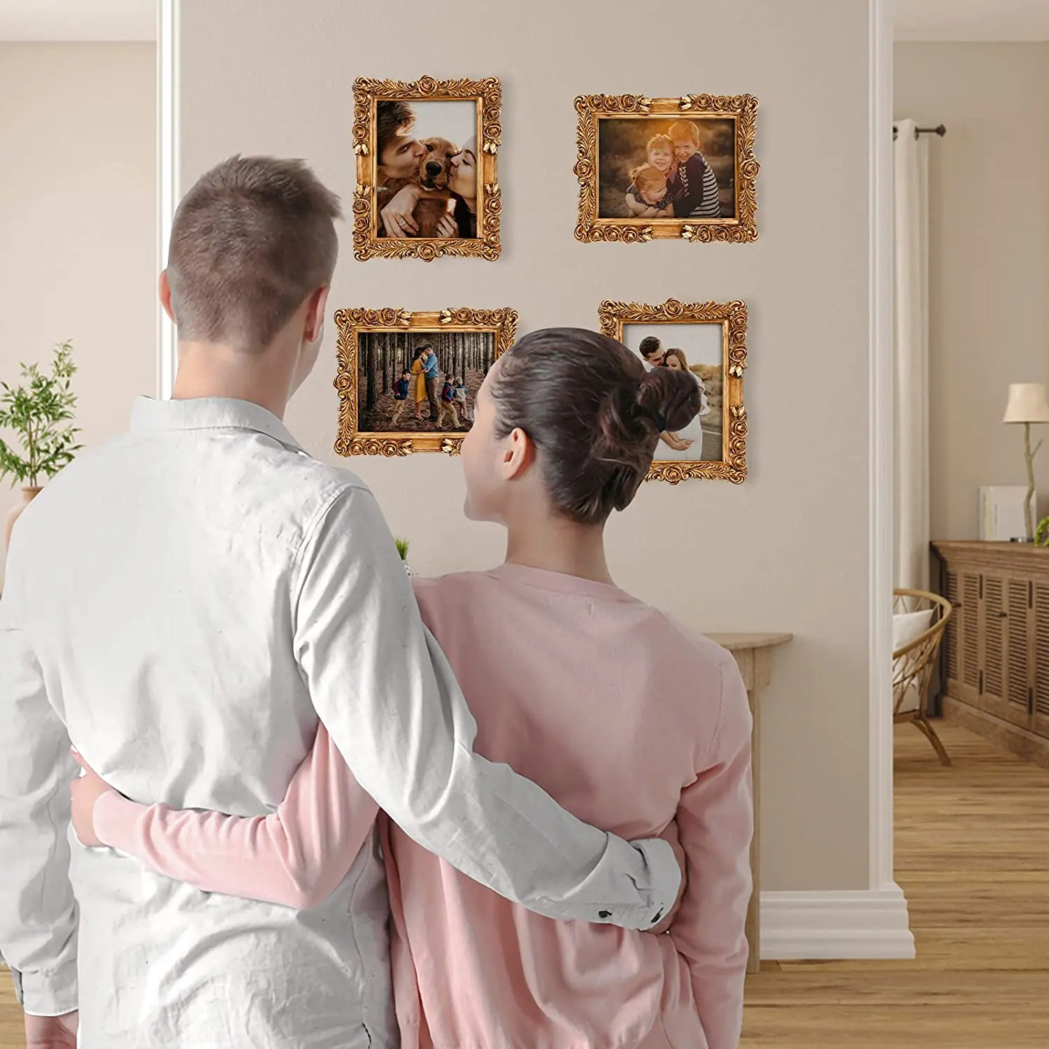 Custom Design Resin Photo Frame Vintage Roses Ornate Textured Hand