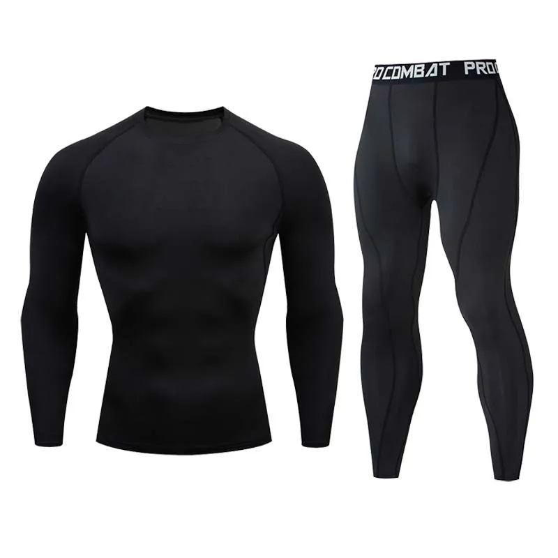 Mens Gym Clothing Jogging Suit Compression Mma Rashgard Male Long Johns Thermal Underwear 9615