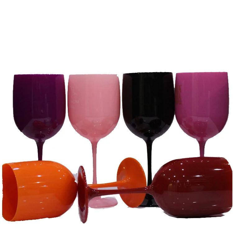 16oz 480ML Custom Logo Color Elegant Stemless Black Plastic Wine Glasses for Wine Party