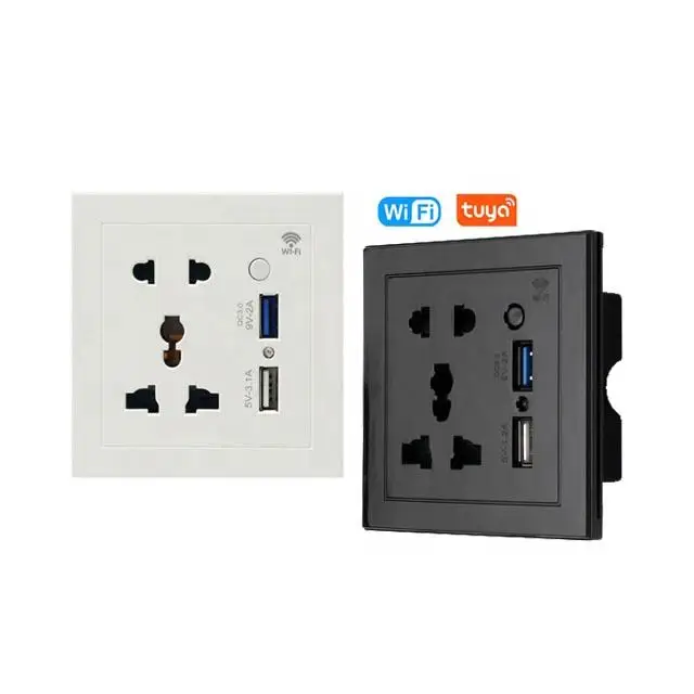 Smart Power Point Home Tuya 13A Outlet Wifi Smart Universal Power Wall Plug With USB Grass Panel Zigbee Smart Plug Socket