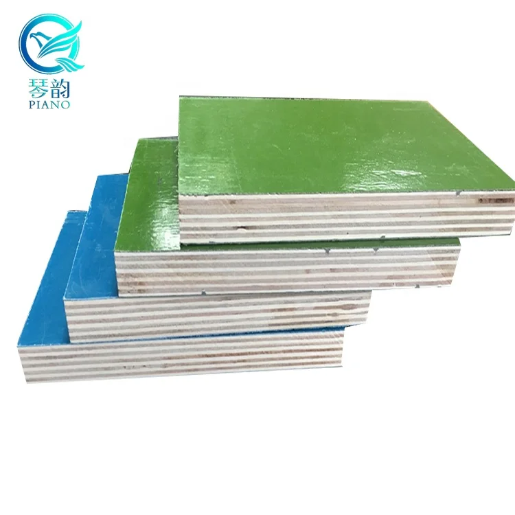 18mm 4x8 Green Yellow Blue Colour pp Plastic Laminated Film Faced Plywood Sheet for Construction / En314-2 Standard