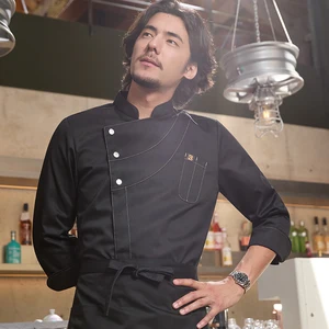 Chef Yibang High-End Black Long-Sleeve Summer Tops for Hotels Western Restaurants Baking/Cooking Restaurant & Bar Uniforms