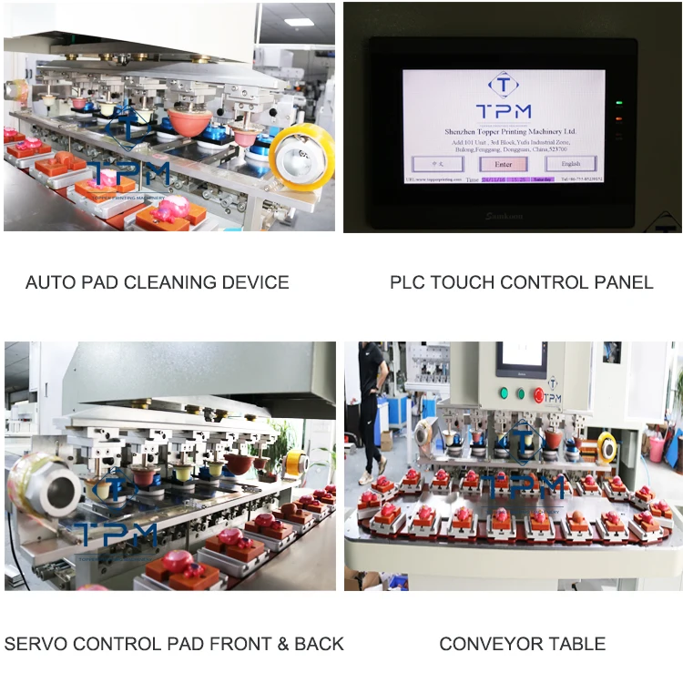 Pneumatic Semi-automatic 6 Color Pen Toy Pad Printer Silicone Rubber Pad Printing Machine Price with Conveyor