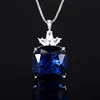 Blue pointed crystal pendant with chain