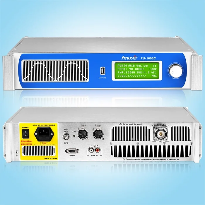 FMUSER FU-1000C 1000W FM Transmitter + 2KW Dipole Antenna + 30M Coaxial Cable KIT
