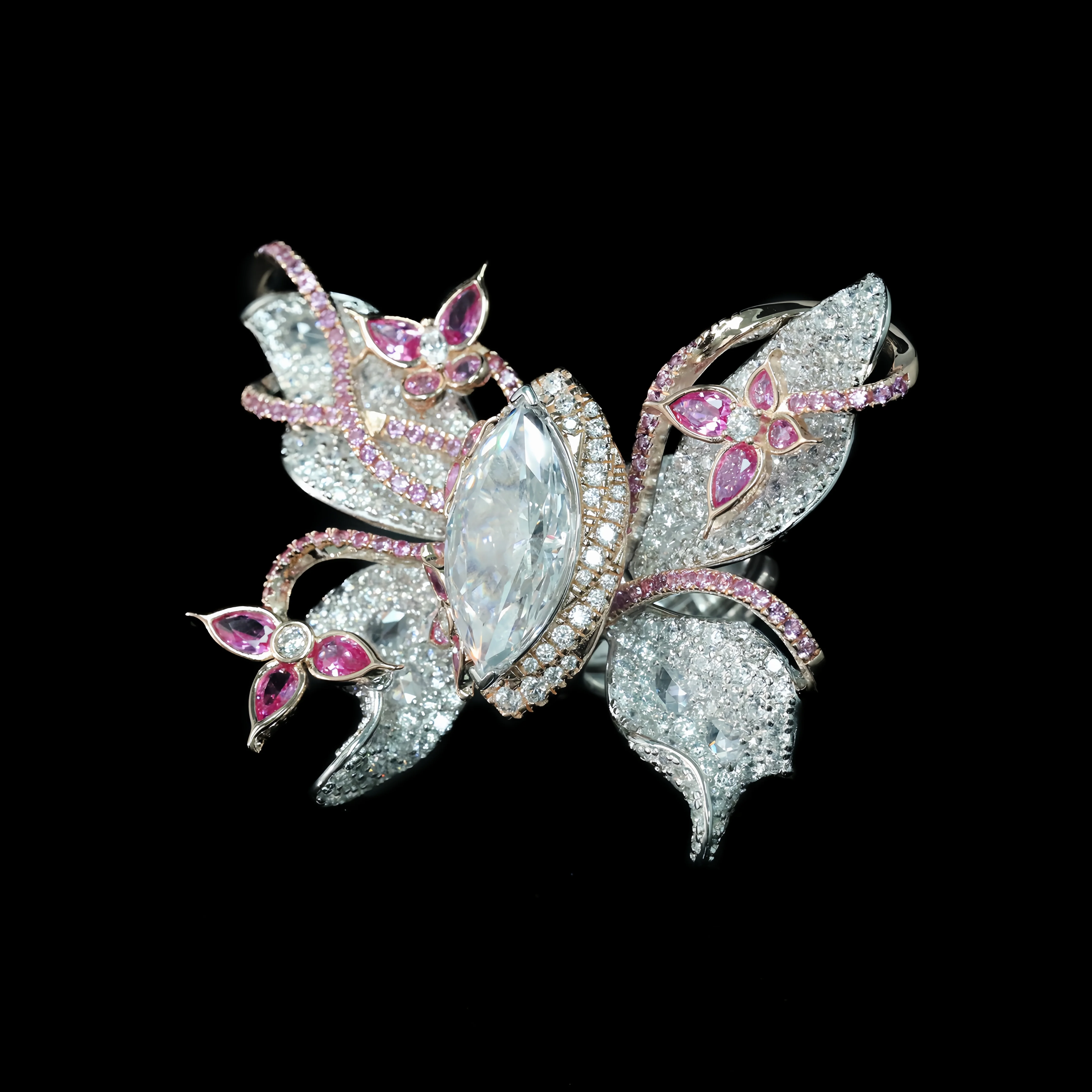 MUSHAN Jewelry Factory Luxury 5A High Carbon Diamond 3D Butterfly Ring 925 Sterling Silver Promise Engagement Wedding Rings Set