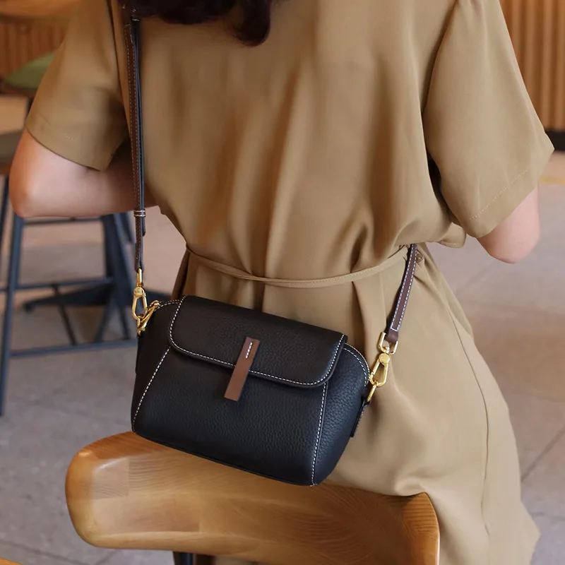 This Year'S Popular Genuine Leather Women'S Flap Polyester Shell-shaped Shoulder Crossbody Bag 2025 New Trendy Hot Selling