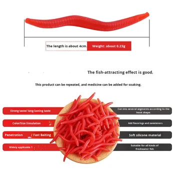 Fake Earthworm Fishy Red Worm Live Bait PP Material Soft Lure Without Hooks Black Pit Fish Food – Soft Lure – view 4