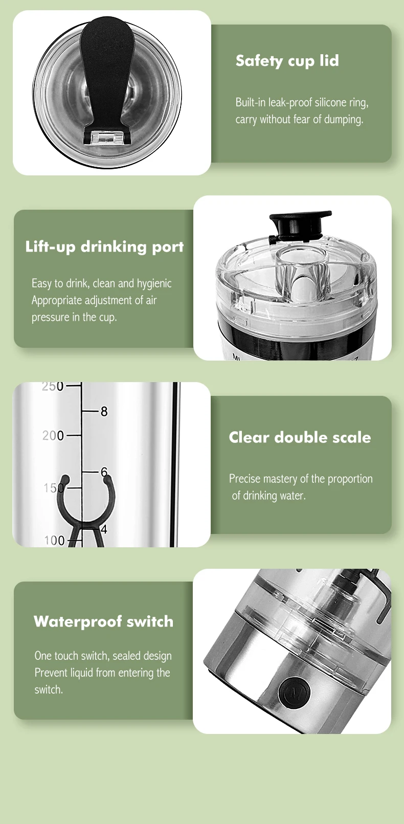 Usb Rechargeable Electric Mixing Cup Portable Protein Powder Mixer