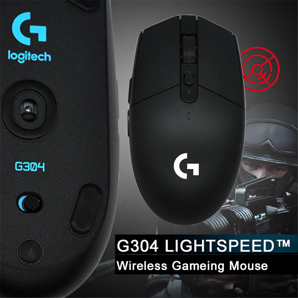 For Logitech G304 Wireless Optical Mouse 6 Programmable Buttons USB HERO Sensor 12000DPI Adjustable for Gaming on Laptop
