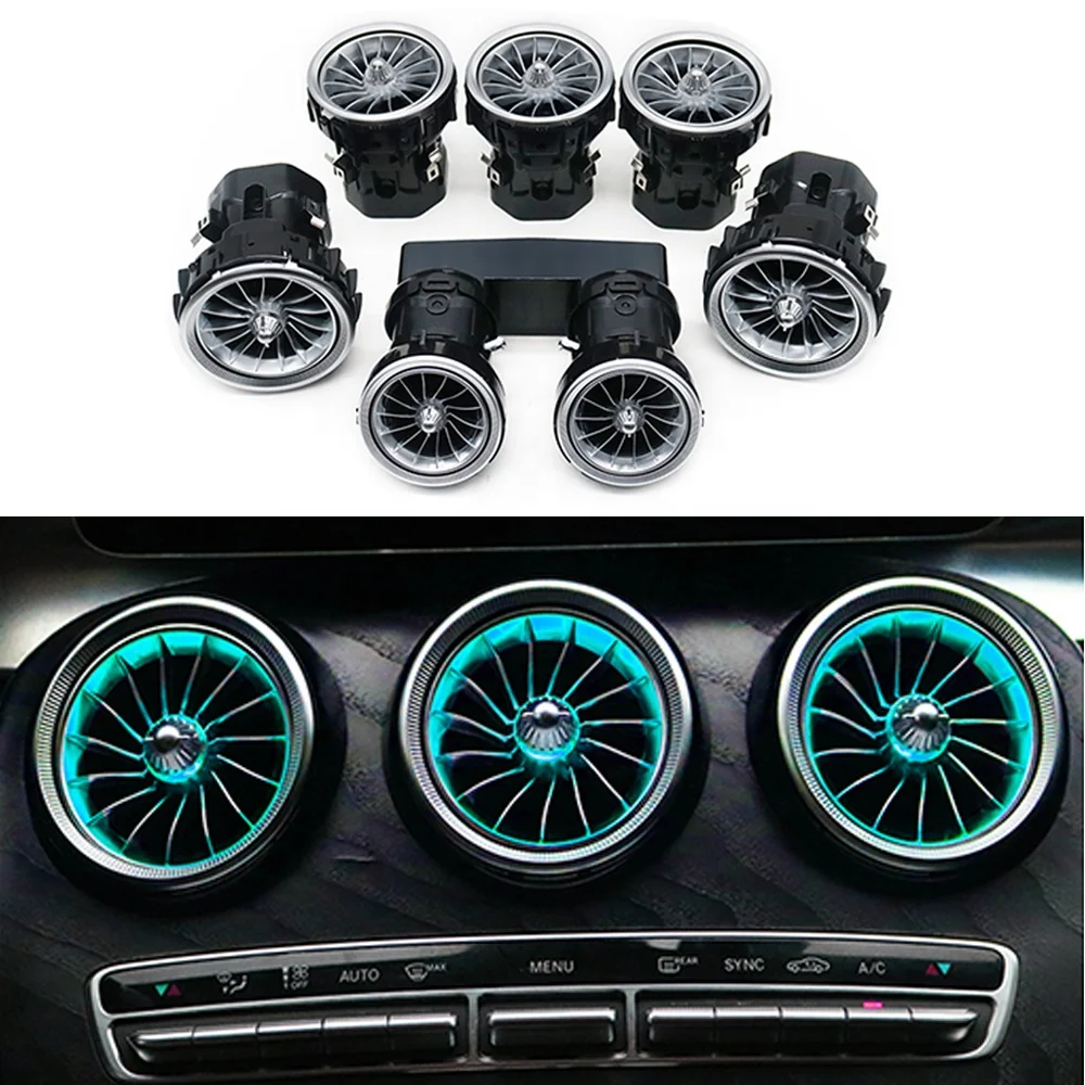 64-Color LED Air Vent Ambient Light Kit (7PC) For Mercedes C-Class W205 & GLC X253