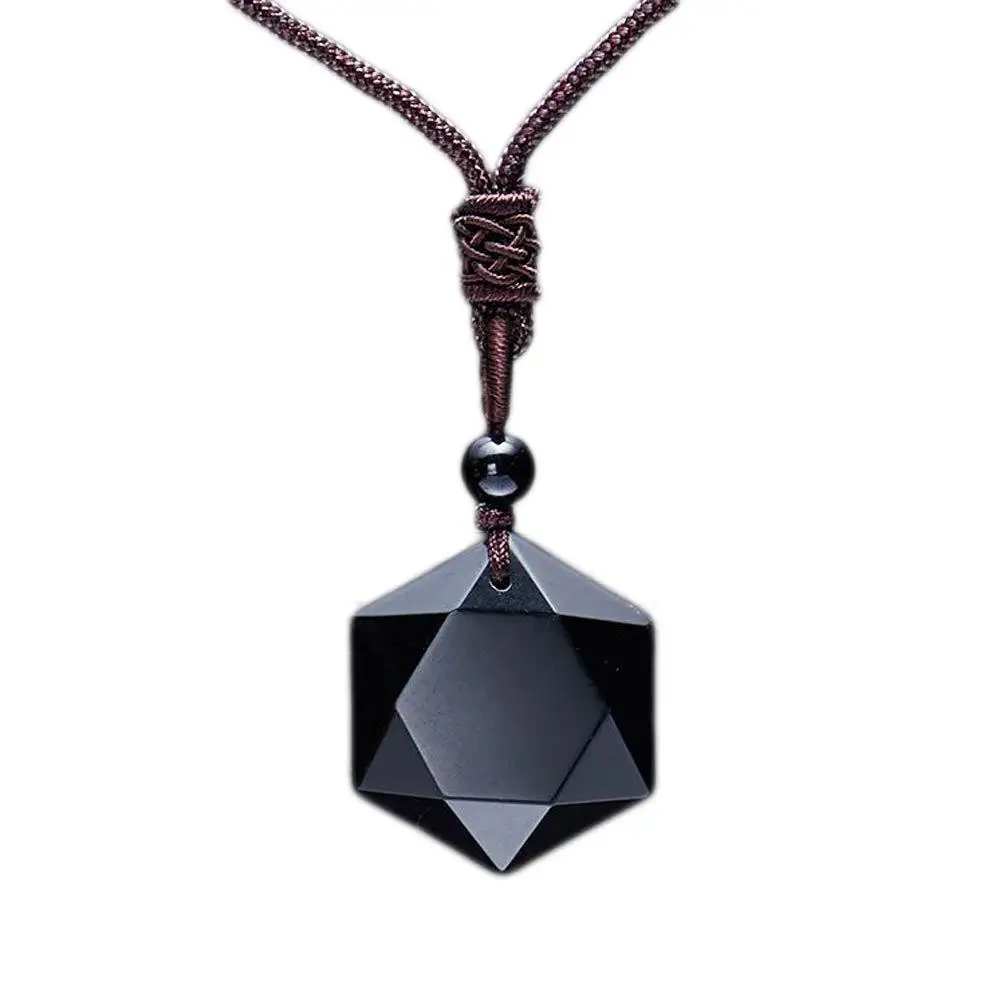 Obsidian Hexagram & Amethyst Healing Necklace