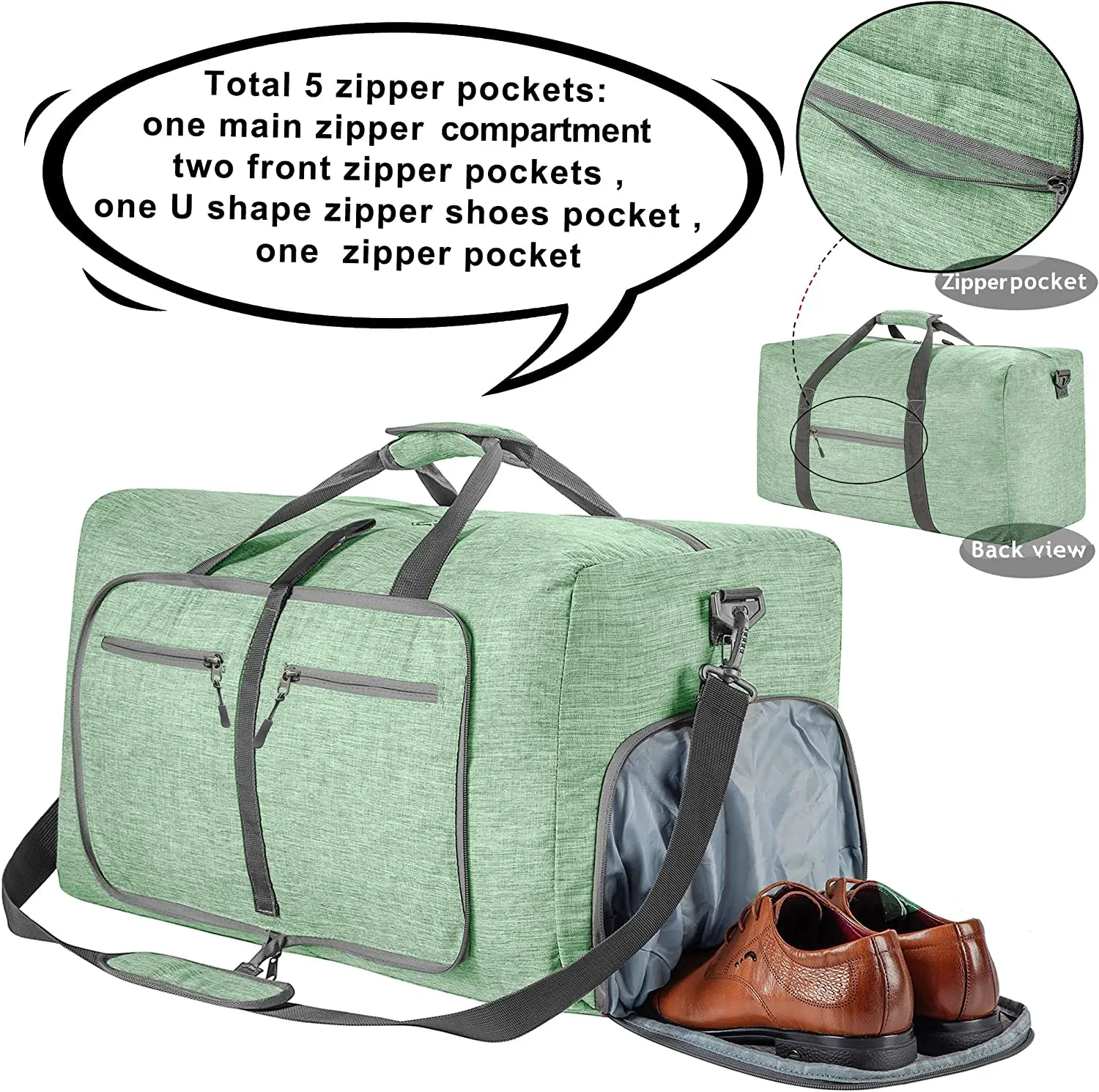 Customized Logo 65l Foldable High Capacity Travel Accessories Duffel