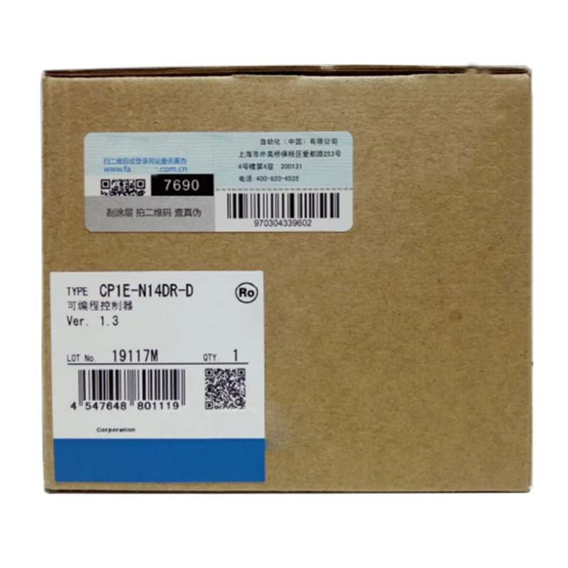 New Original Omron CP1E series compact PLC. 14 I/O points, relay output, DC power supply, stable logic control and simple programming. Widely used in miniature mechanical equipment, small control units and light industrial automatic control systems.