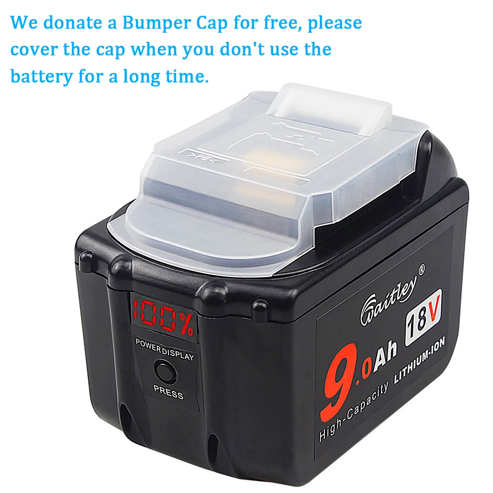 waitley 18V 9.0Ah Replacement Battery Compatible with Makita BL1830 BL1840  BL1850 BL1860 BL1890 Lithium-Ion Battery Tools with LED Indicator