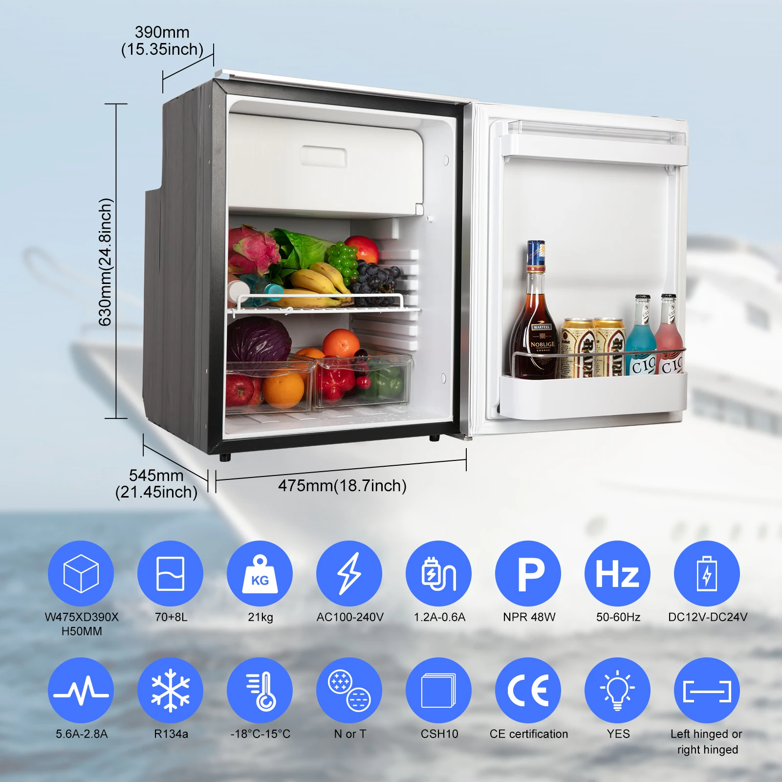 China Manufacturer Supply 80ltr Compressor Refrigerator Rv Builtin 12v