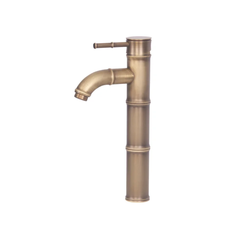 Luxury Tall Bamboo Shaped Brass Basin Tap - Bronze 
