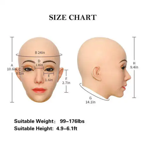 Realistic Female Mask for Beautiful Girl Cosplay Drag Queen Crossdresser Breast Form Real Human Silicone Makeup Mask for Party