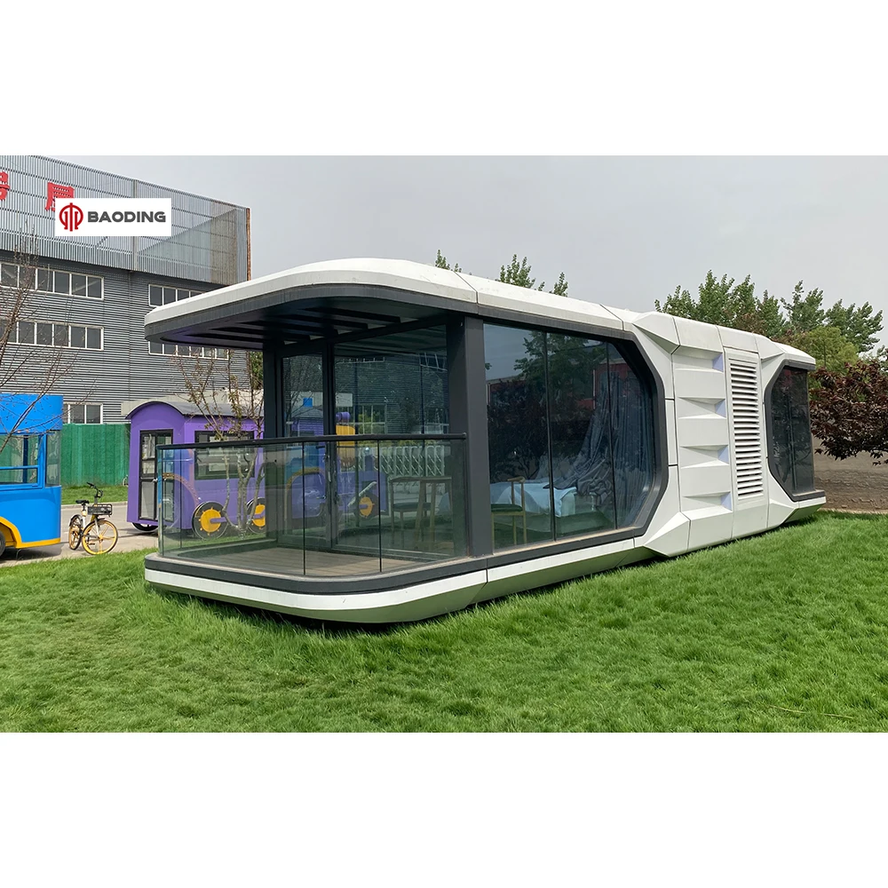 38 M2 Model E7 Solar Capsule House With 2 Bedroom Kitchen Bathroom Luxury Apple Cabin Capsule Home Vessel House Modular Homes