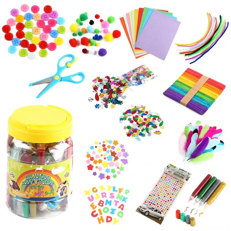 Hotbest Arts and Crafts Supplies Set for Kids DIY Craft Box for Kids Craft Set Creative Craft Supplies Box Gift for Toddlers Homeschool, Preschool