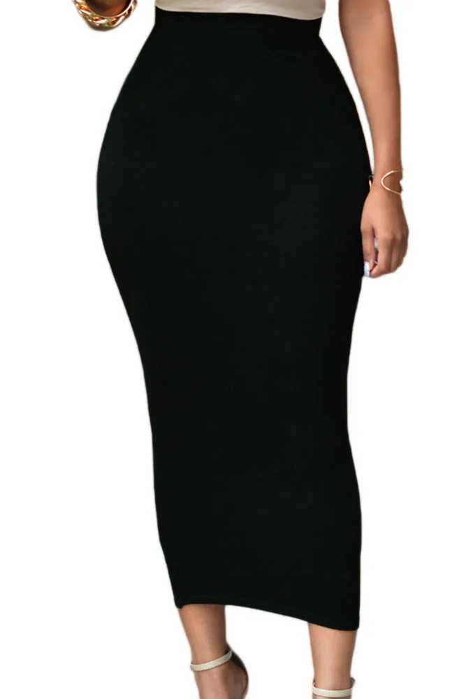 bodycon black maxi skirt