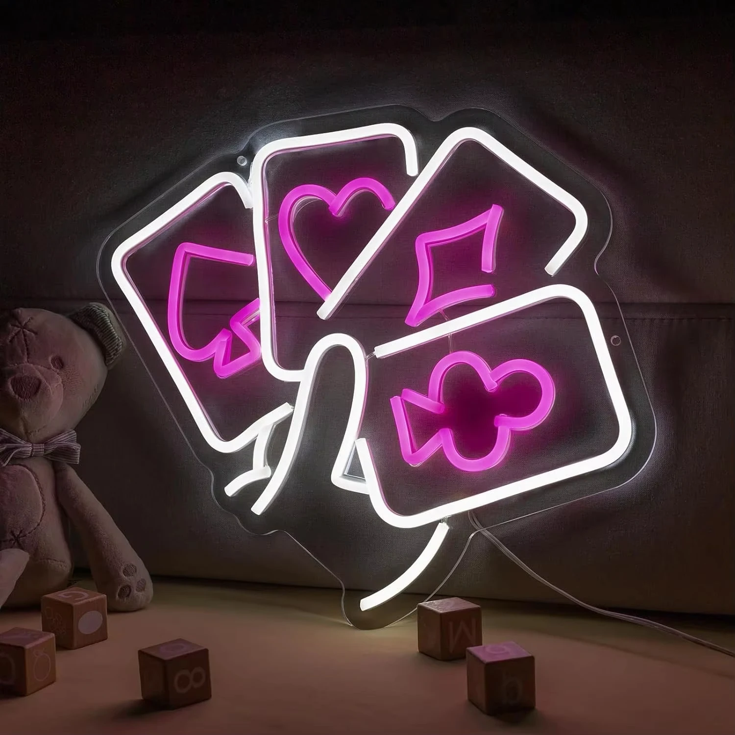 Oem Service Custom Shop Business Logo Poker Neon Sign Poker Series Led Neon Light Advertising Neon Sign for Shop Decoration
