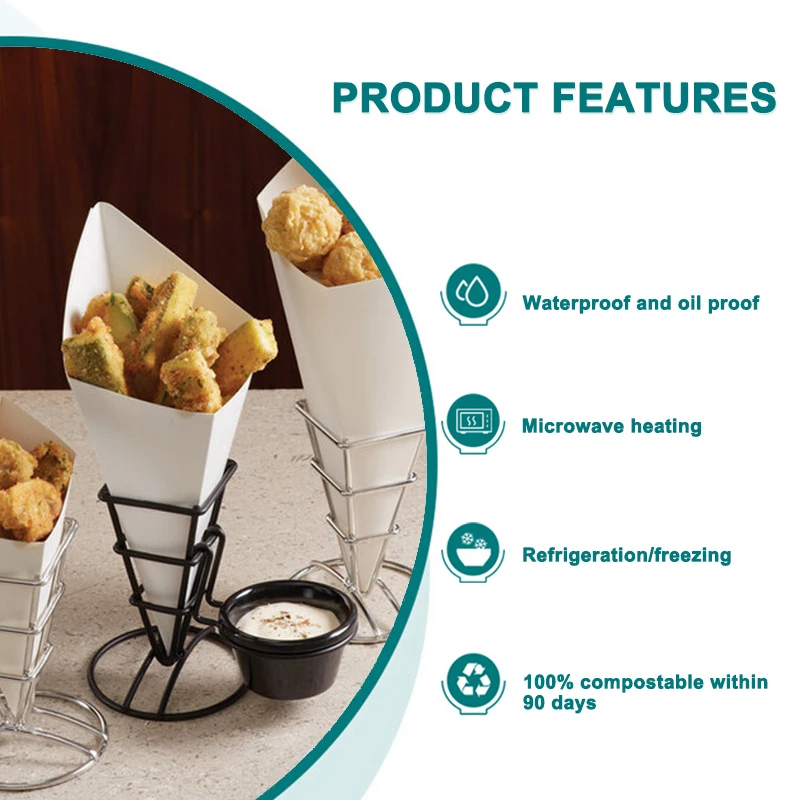 Churro Box Kraft Paper French Fries Cones Chips Fried Chicken Popcorn Nuggets Waffle Ketchup Dip Pocket