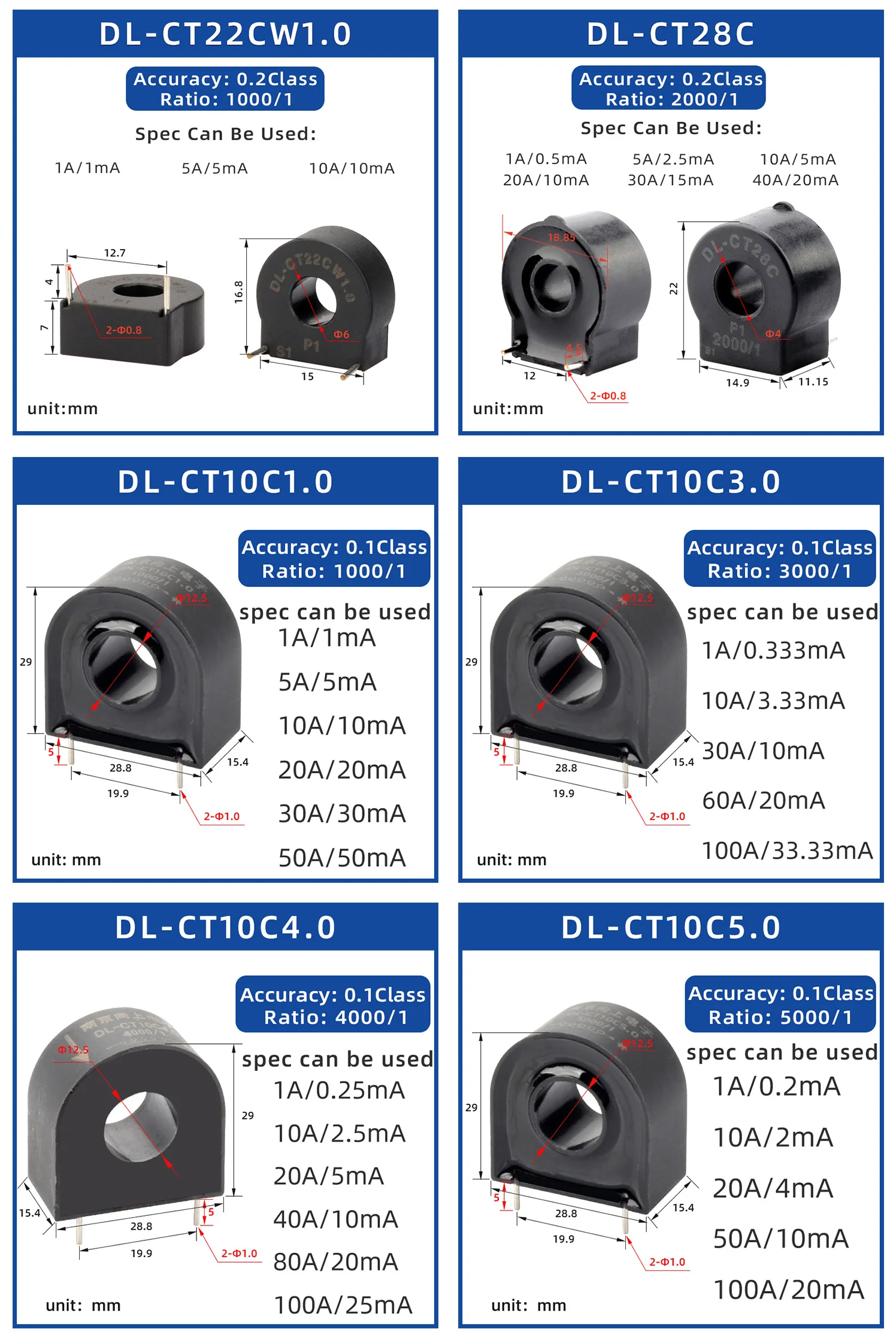 Small Toroidal Current Transformer Factory Mini Precision Coil Ct Ac 1a