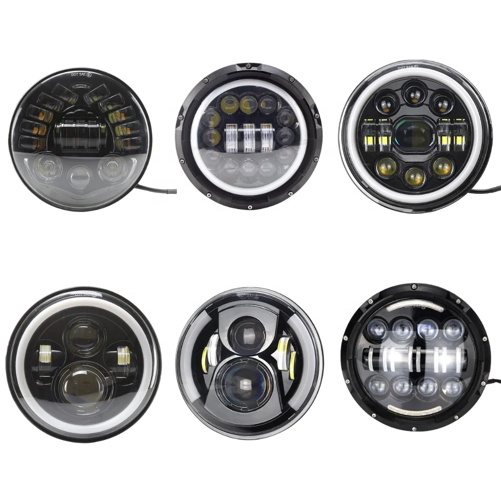 TIYPEOR Universal 7 Inch Led Car Motorcycle Headlight H4 Hi/Lo Beam Assemblies Lamp Projector Headlamp