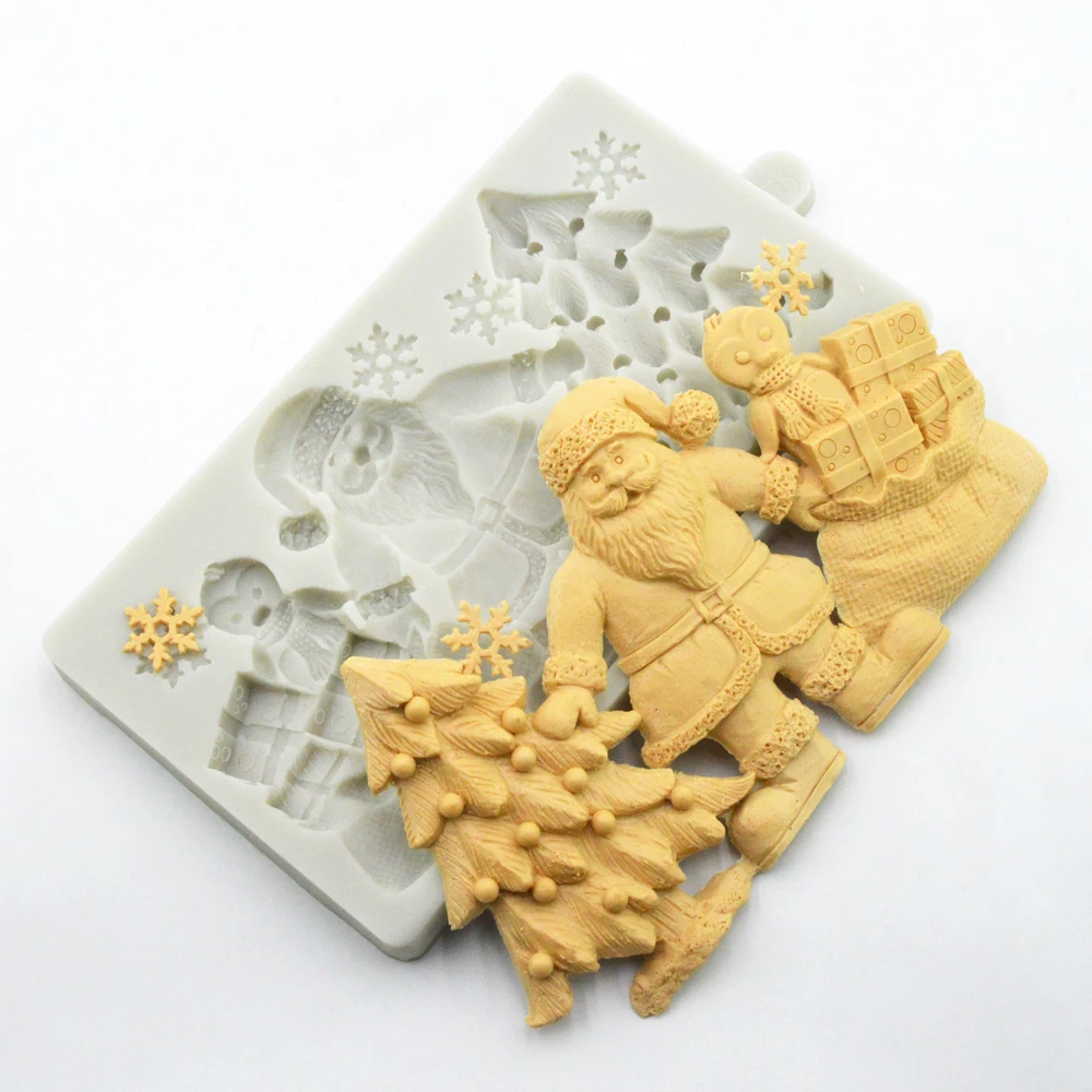 Christmas Tree Santa Snowflake Mould DIY Silicone Fondant Baking Decoration Tool Chocolate Mould Silicone Mould