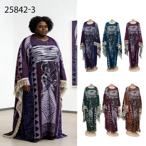 New Wholesale Fashion Printed Summer Loose Casual Women Plus Size Muslim Robe Dress