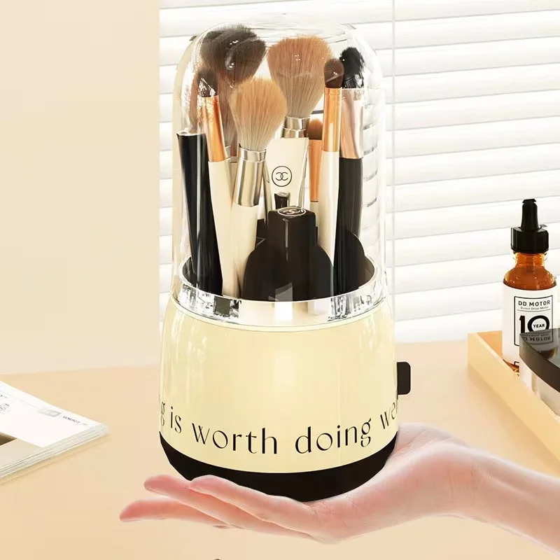 Custom logo eyebrow pencil lipstick Cosmetic Storage box 360 Rotation dustproof makeup brush organizer