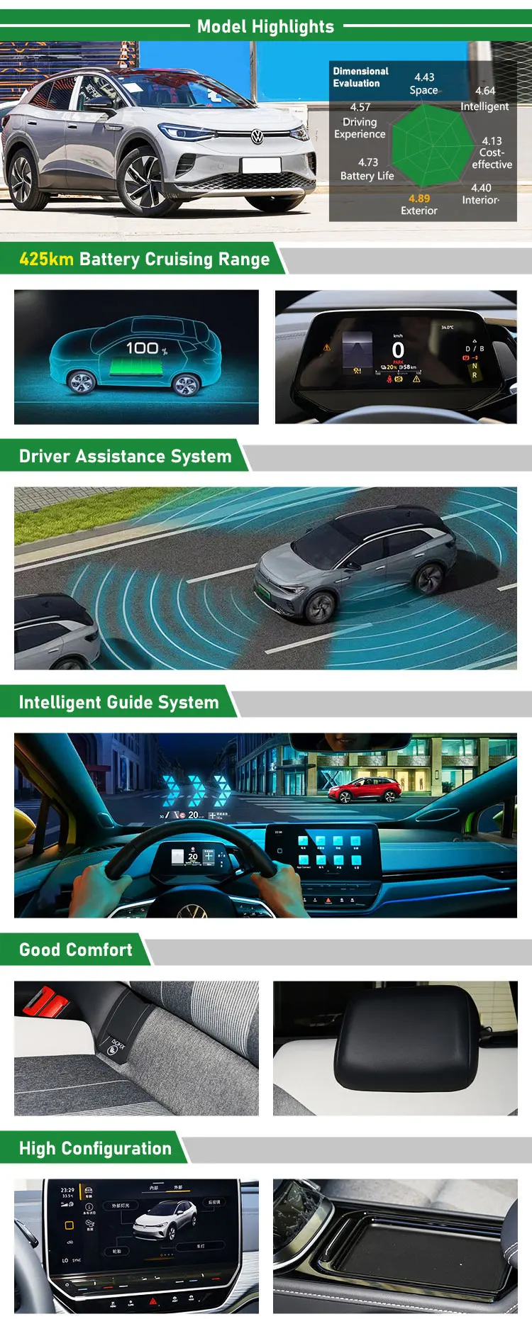 2024 High Speed Suv Vw Id4 Crozz Pro Prime Charging Station 600 Km Ev New Energy Vehicles