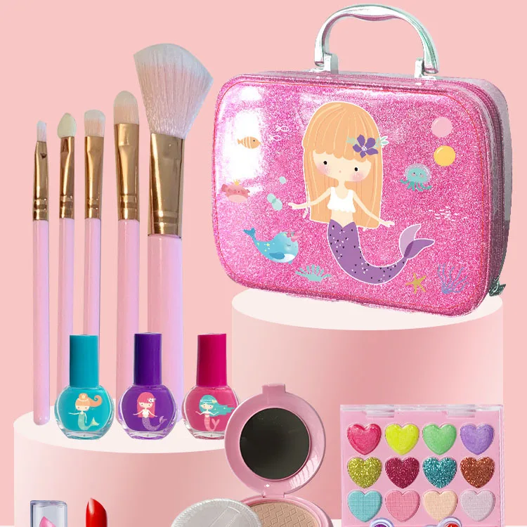 Лидер продаж Детская косметика Русалка макияж игрушки девочка принцесса косметичка