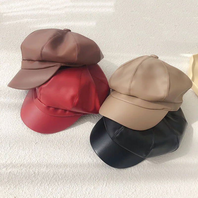 Cappello Da Berretto In Pelle Pu Per Bambina Neonate Autunno Inverno Moda  Cappellini Solidi Cappelli Da Pittore Per Bambini - Buy Cappello Da  Berretto In Pelle Pu Per Bambini,Cappello Da Aviatore In