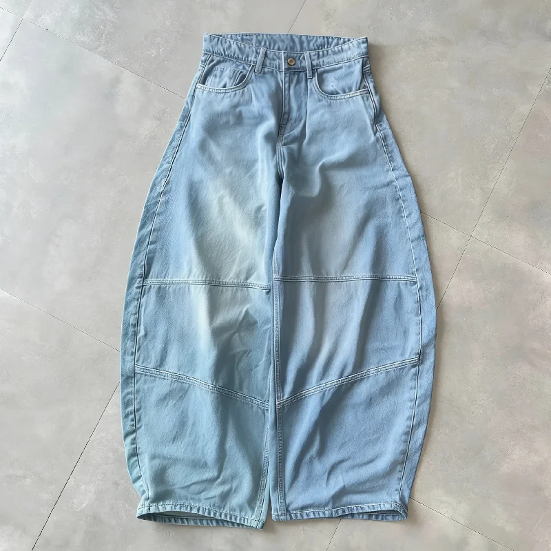 SALATI High Quality Custom Design Street-wear Acid Wash Vintage Loose Baggy Jean Men Jorts Wide Legged Distressed Denim Pants gallery 8