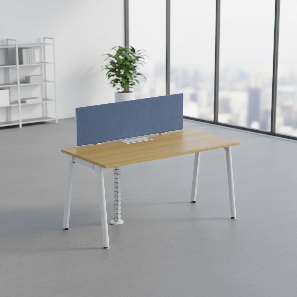 Office Desk System Aluminum Legs Foldable Convertible Privacy Screens Wood Frame Modern Workstation Configuration 2