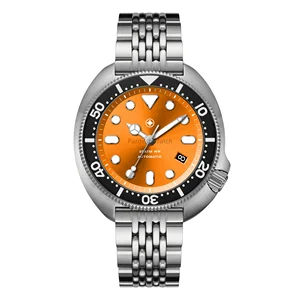 Custom Stainless Steel Men's Luxury Mechanical Automatic Movement Dive Watch Sunray Dial Luminous Leather/Rubber Limited Edition