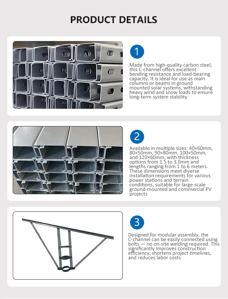 Reinforced Q235B C Channel Steel Beam Solar Farm Ground Mount Mounting ...