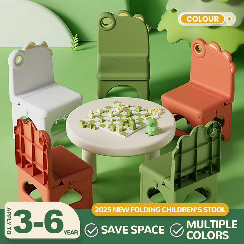 Factory Prices New  Design High Quality Kids Backrest Portable Dinosaur  Folding Plastic Backrest Chair
