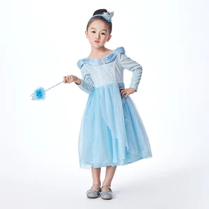 Princess Elsa Cotton Long Sleeve Mermaid Dress for Girls 2-12 TV Movie Costume Birthday/Christmas Party Short Sleeved Illusion