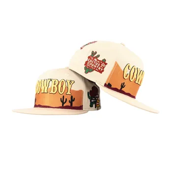 TCAP China 6 Panels  Top Flat Embroidery Desert Cowboy Boys Snapback Cap