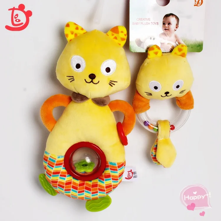 Оптовая продажа, плюшевые Коты, мягкий детский Прорезыватель для зубов для новорожденных, погремушка, детские игрушки, нагрудники и подходящие погремушки