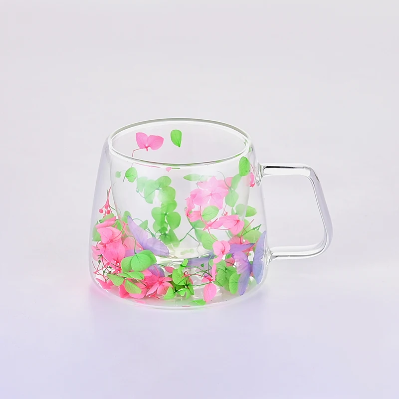 Assorted Colors Colorful Leaves Flowers Coffee Cups with and Without Handle Type 250ml 350ml on Sale Milk Mug
