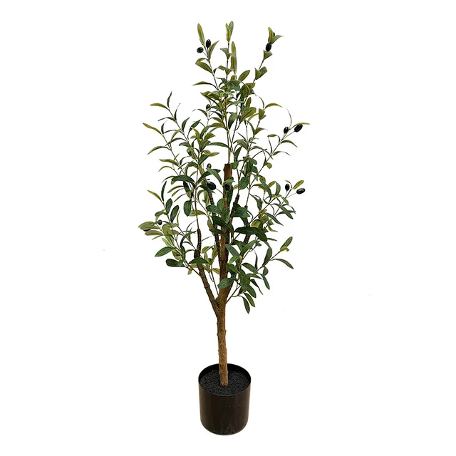 Highly Simulation home decoration 6ft Ornamental Artificial olive planted tree with natural trunk