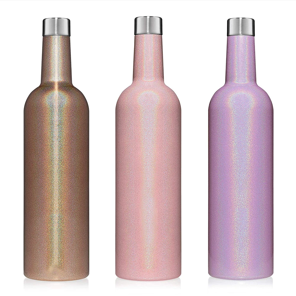 Wholesale 25 Oz Glitter Wine Insulator Triple-Walled 750ml