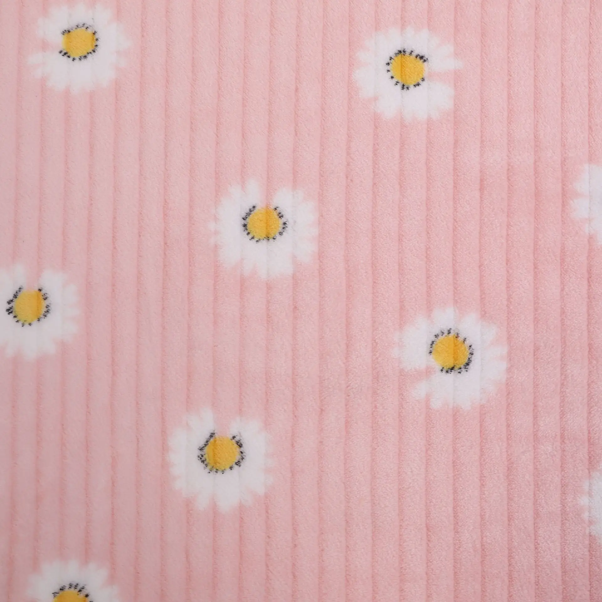 Warm Blanket Stripe Polyester Printed Flannel Fleece Fabric with Flowers Pattern For Baby Winter Sleepwear
